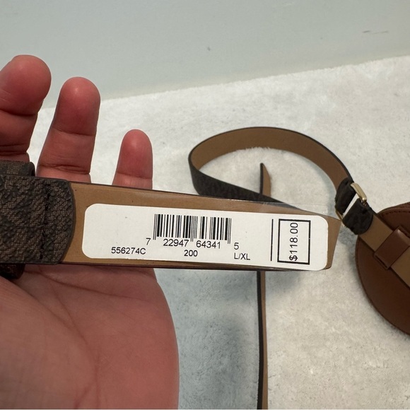 Michael Kors Double Utility Belt Bag MK Print Chocolate Brown NWT size L/XL - Picture 2 of 7